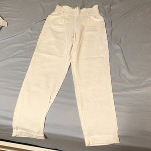 High Waist White Paperbag Pant Trousers